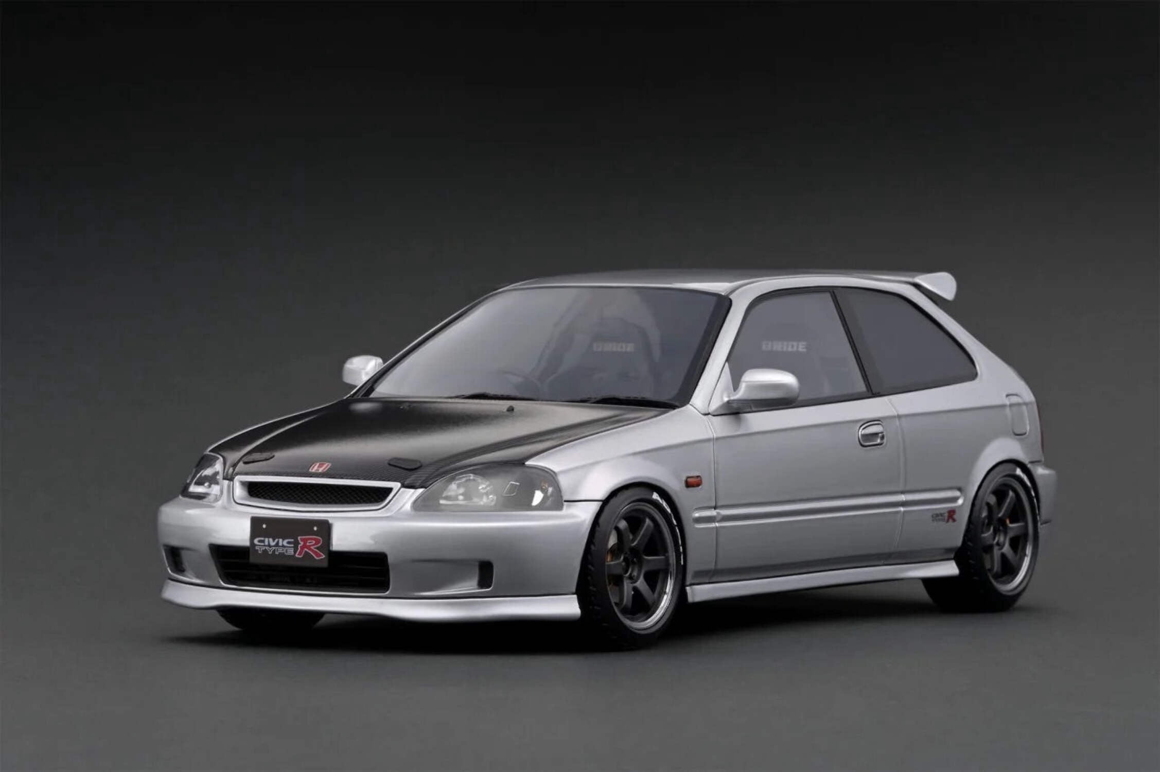 Type R Sliver Ignition-Model Honda Civic Type R EK9 RHD Silver w/ Carbon Fiber Hood 1 ...