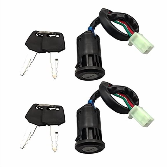 Ignition Switch for Chinese ATV, Key Ignition for Coolster Taotao Sunl Apollo, Key Switch with 4 Wire Replacement for 50cc 70cc 90cc 110cc 125cc Scooters and Dirt Bikes, Pack of 2pcs$$