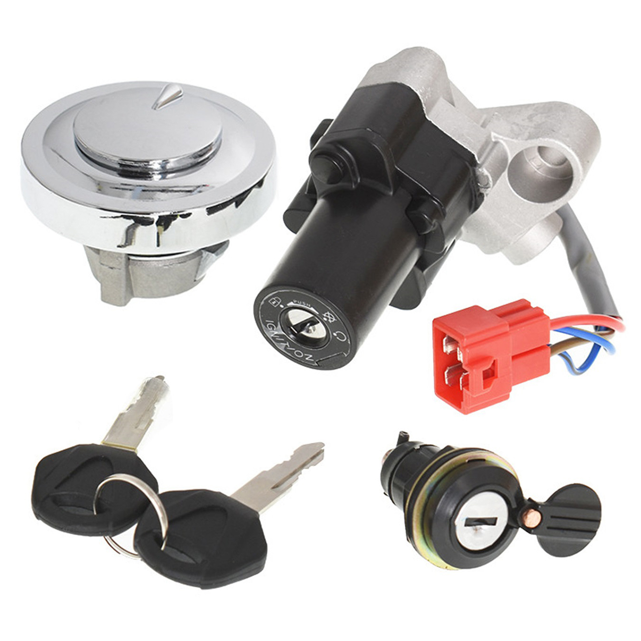Complete Ignition & Fuel Lock Set For Yamaha V-Star 650/1100 (1999–2016) – Chrome, 1-Yr Warranty