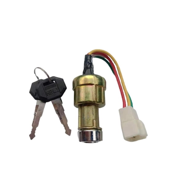 Ignition Switch JK411 for Forklift, 3-Wire 4-Wire Starting Key Switch Replacement, Universal Ignition Lock with Key for Industrial Equipment
