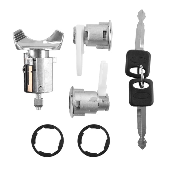 Ignition Switch Lock 2 Pcs Door Locks Cylinder with Keys Replacement for Ford F150 F250 F350 Bronco Aerostar E150 E250 E350 Van Taurus Ranger Replacement for Mercury Grand Marquis C-42-150+DP-42-122