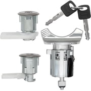 Ignition Switch Lock Cylinder & 2 Pcs Door Lock Cylinder with Keys Compatible with 1992-1995 Ford Bronco F150 F250 F350 E150 E250 E350 Ranger Replaces# C-42-150 DP-42-122 F3UZ1522050D