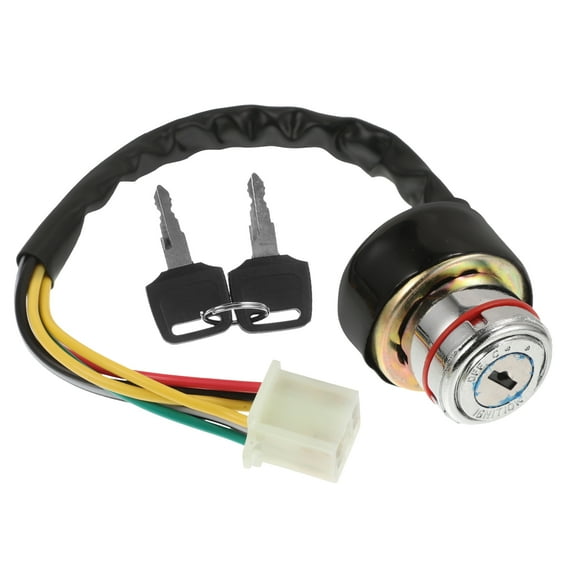 Universal Motorcycle Ignition Switch with Keys Included for Easy Start Black Metal Plastic 6 Wires