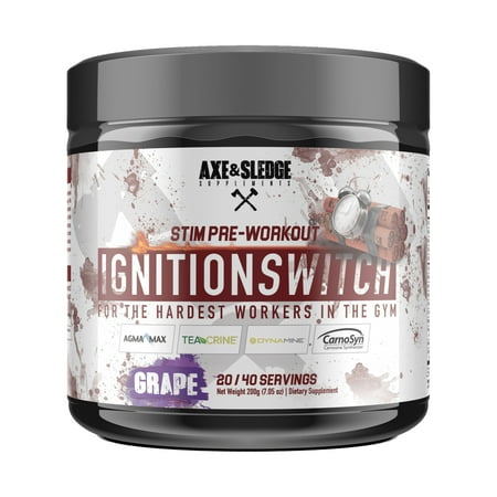 Ignition Switch Pre-Workout with CarnoSyn, TeaCrine, Infinergy, and AgmaMax, Long Lasting Energy, Laser Focus, Increased Pumps, Enhanced Performance, 40 Servings, Shark Bite