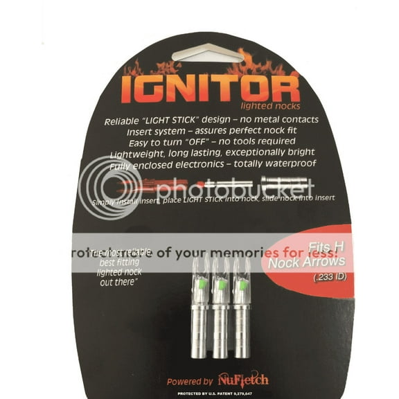 Ignitor Lighted Nocks for "H" Arrows / 3 Pack GREEN