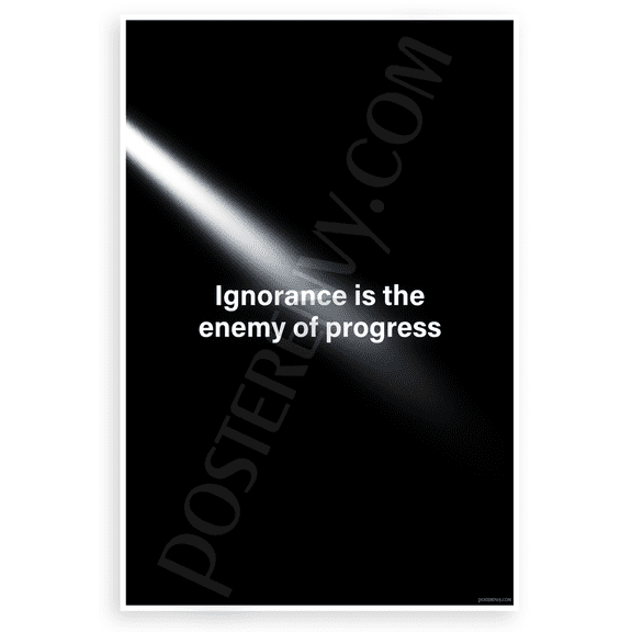 "Ignorance is the Enemy of Progress" Inspirational 12x18 US Made Poster