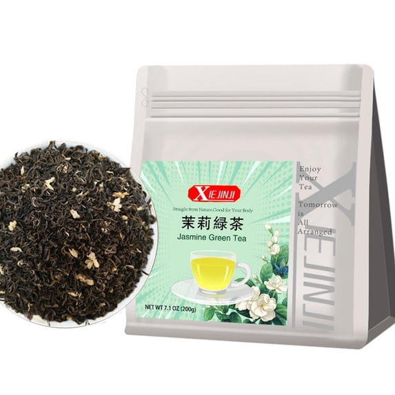 Igodgift Jasmine Tea Loose Leaf, 7.1 oz(200g), 100% Pure Natural Jasmine Flower, Traditional Scented Tea Technique, Fragrant Floral Scent, Low Caffeine, Resealable Bag