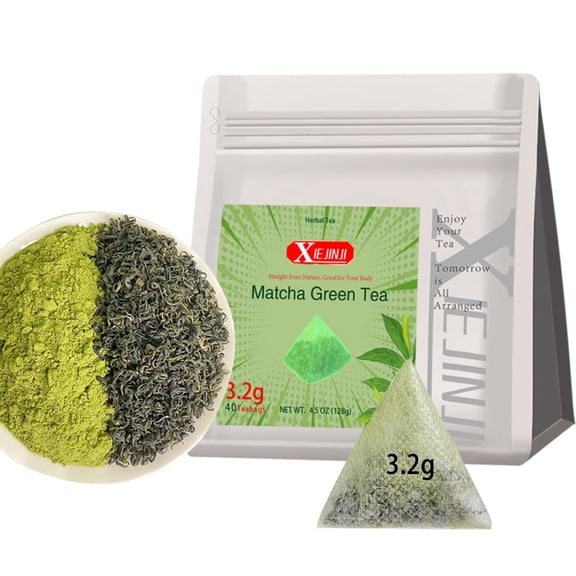 Igodgift Matcha Green Tea Bags - 3.2g x 40 Count, Finely Milled Matcha Powder Blended with Refreshing Green Tea, 100% Natural, No Additives - Perfect for Hot Brewing or Cold Brew