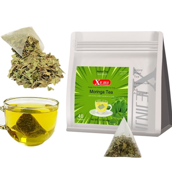 Igodgift Moringa Leaf Tea Bags, 40 Tea Bags, 100% Natural & Pure, Non-GMO, No Additives, Caffeine-Free