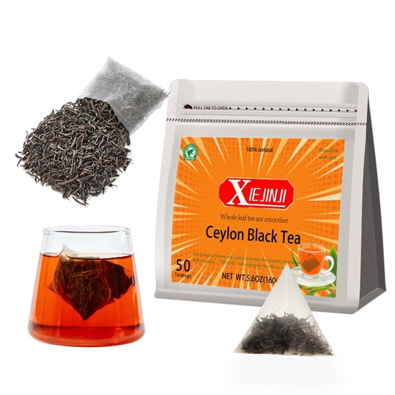 Igodgift Premium Ceylon Black Tea Bags - Eco-Conscious Black Tea Bags - English Breakfast Tea - Resealable Bag - can Repeated Brewing - 3.2g x 50 Count