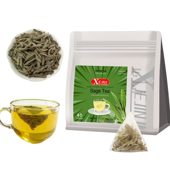 Igodgift Sage Tea, 40 Count, Made with 100% Natural Sage Leaves, No Additives & No Sugar & No Caffeine, Eco-Conscious Tea Bags