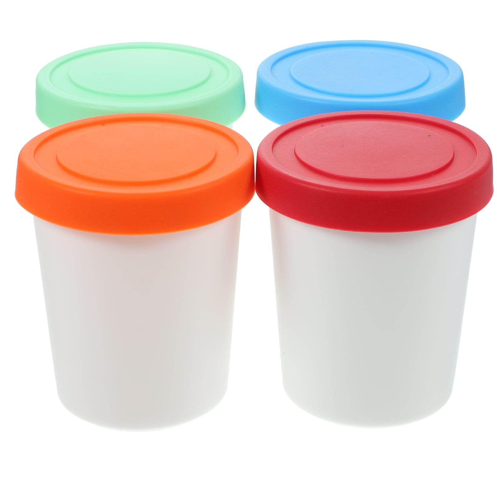 Igoejeher Ice Cream Containers, Reusable Plastic Cups, Silicone Lids ...