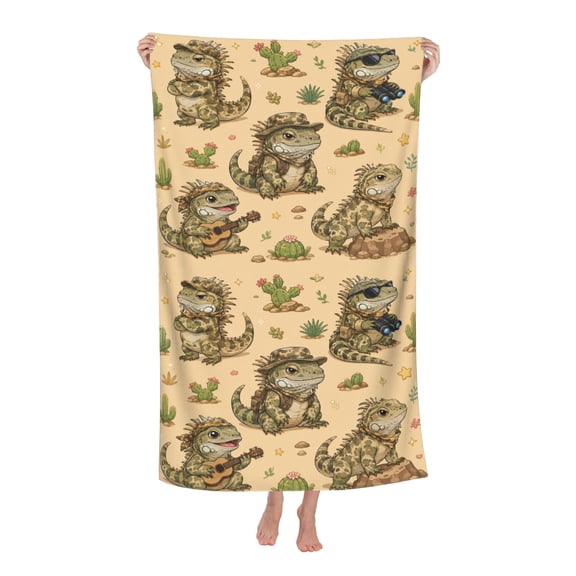 Iguana Desert Camouflage Dragon Soft Bath Towels Absorbent Bathroom Towel for Beach Hotel Gym Spa Shower