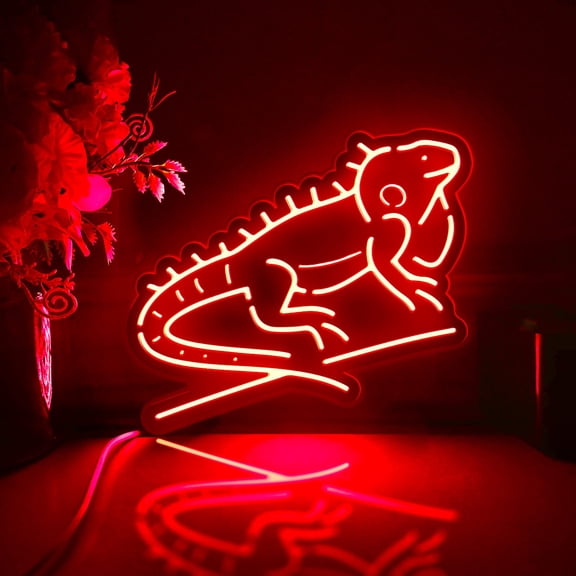 Iguana Led Light Box, Dimmable Neon-Like Light Signs USB Power for Wall Decor Bedroom Decoration, RGB Light (WxH) 11"x10"
