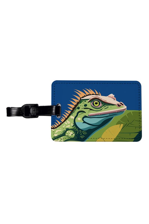 Iguana Lizard Reptile Faux Leather Travel Luggage Tag