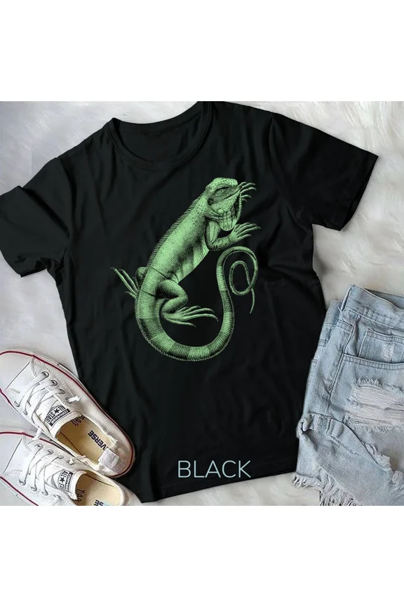 Iguana, Lizard, Reptile, Leguan, and Green Pet Animal Herpetologist Unisex T-Shirt, up to 5XL