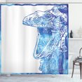 thumbnail image 1 of Iguana Shower Curtain, Watercolor Style Blue Animal Drawing Open Mouth Lizard Design Tropical, Fabric Bathroom Set with Hooks, 69W X 70L Inches, Blue Pale Blue and White, by Ambesonne, 1 of 3