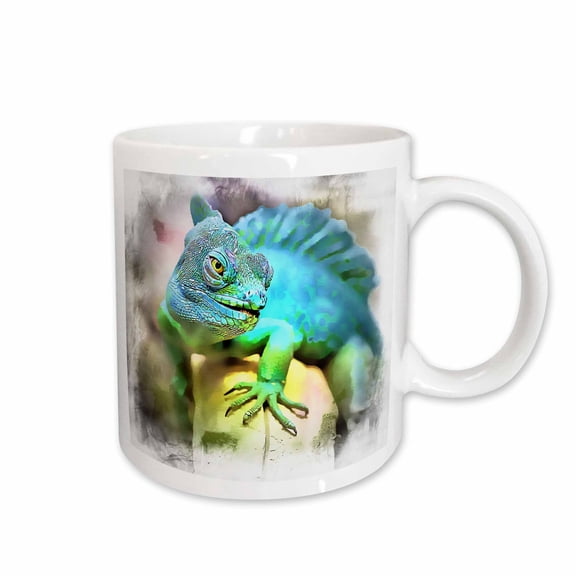 3drose, Iguana Watercolor Illustration, 11oz Mug