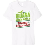 Iguana Wish You A Merry Christmas! Funny Pun Xmas Guana Pet Premium T-Shirt
