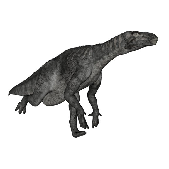 Iguanodon dinosaur running white background Canvas Art - Elena DuvernayStocktrek Images (32 x 24)