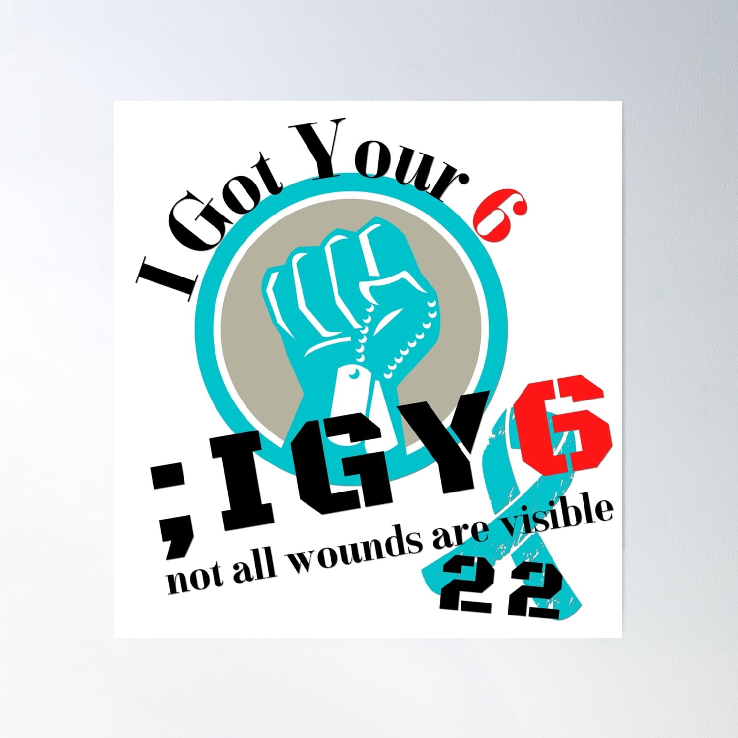 IGY6 Vinyl Decal Sticker - I Got Your Back, PTSD Awareness, Suicide Awareness, White 8"x2" For Car Window, Truck