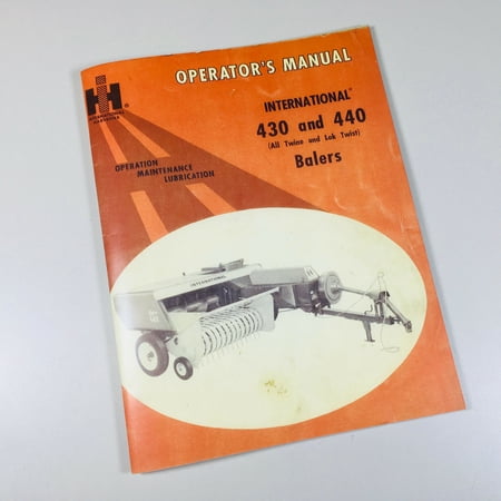 Ih International 430 440 Baler Service Operators Owner Adjustment Manual Knotter