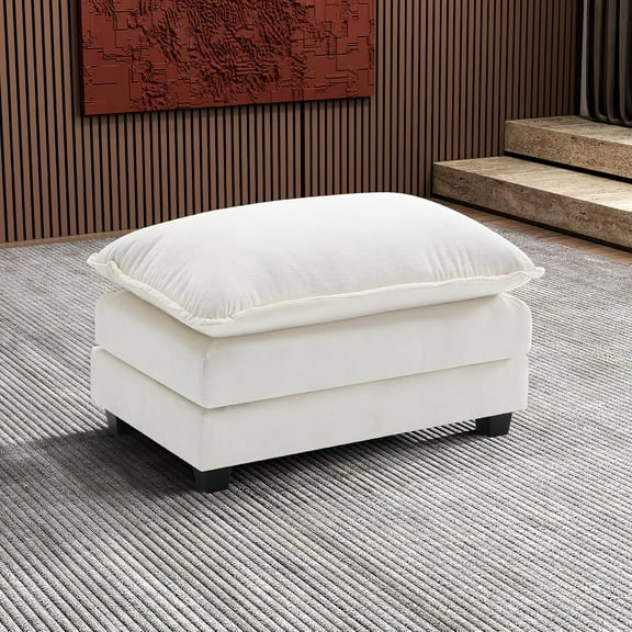 Ihanherry Ottoman for Modular Sectional Cloud Sofa, Chenille Deep Seat Couch for Apartment, Living Room and Bedroom, Beige