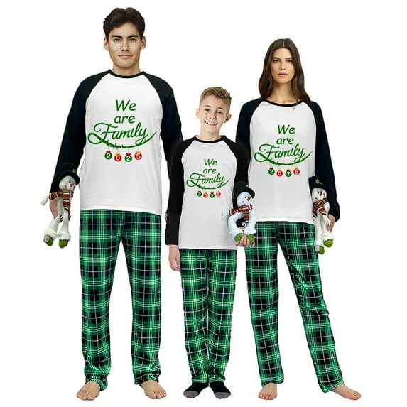 Ihaphap 2025 We Are Family Green Christmas Matching Pajamas Set, L-Men
