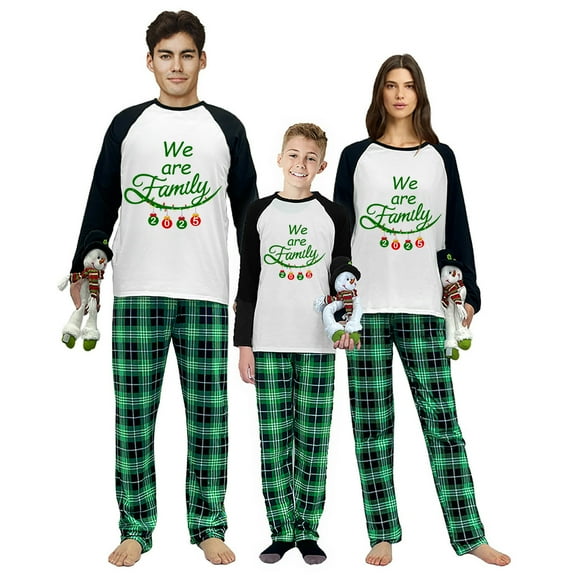 Ihaphap 2025 We Are Family Green Christmas Matching Pajamas Set, L-Women