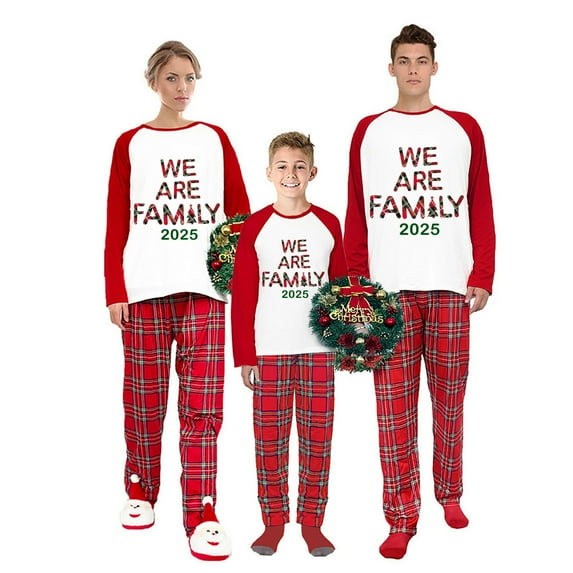 Ihaphap 2025 We Are Family Plus Size Red Christmas Matching Pajamas Set, 2XL-Men
