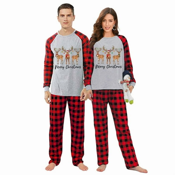 Ihaphap Colorful stars adorn the Christmas reindeer Christmas Couple Matching Pajama Set For Couples(2XL,Men)