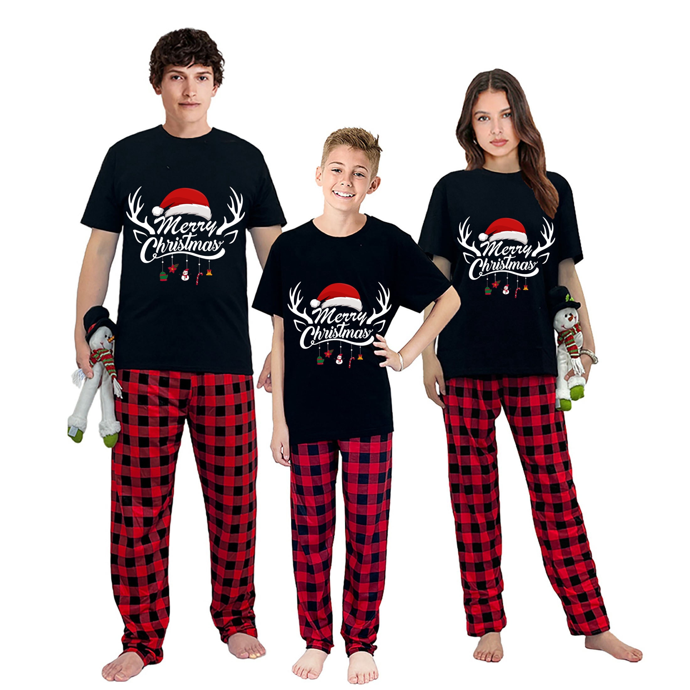 Ihaphap Family Christmas Matching Pajamas Merry Christmas Black Short ...