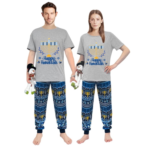 Ihaphap Happy Hanukkah Holiday Matching Pajama Set For Adult(M,Women)