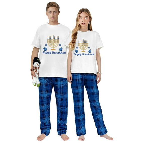 Ihaphap Happy Hanukkah Matching Holiday Pajama Set(M,Men)