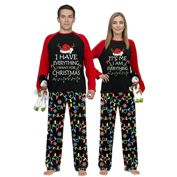 Ihaphap I Am Everything Lighting Pants Couple Matching Christmas Pajama Set(4XL,Women)