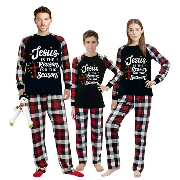 Ihaphap Jesus Is Reason For Season Family Christmas Matching Pajama Set(2XL,Men)
