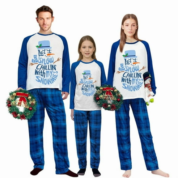 Ihaphap Let It Snow Chillin With My Snowmies Christmas Family Matching Holiday Pajama Set(XL,Women)