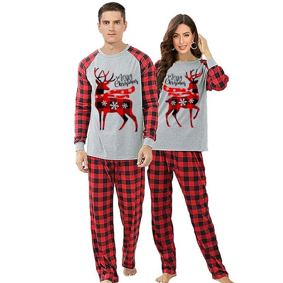 Ihaphap Merry Christmas Couple Deer Couple Matching Christmas Pajama Set(XL,Women)