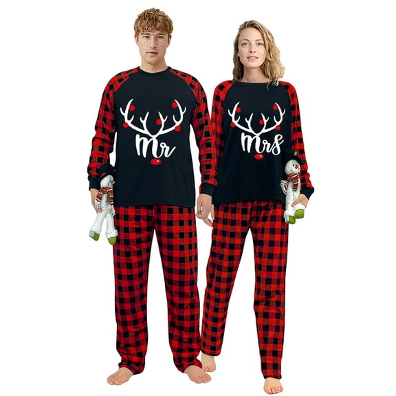 Ihaphap Mr And Mrs Couple Matching Christmas Pajama Set(L,Women)