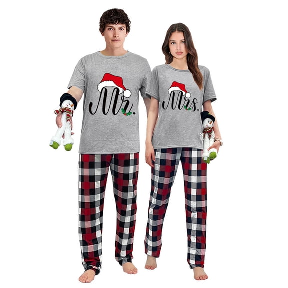 Ihaphap Mr Mrs Christmas Couple Matching Pajama Set For Couples(L,Women)