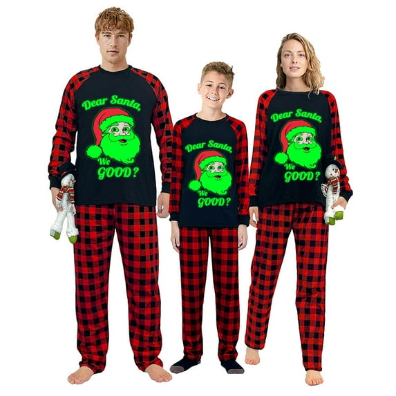 Ihaphap Noctilucent Dear Santa We Good Family Christmas Matching Pajamas Set, XL-Women