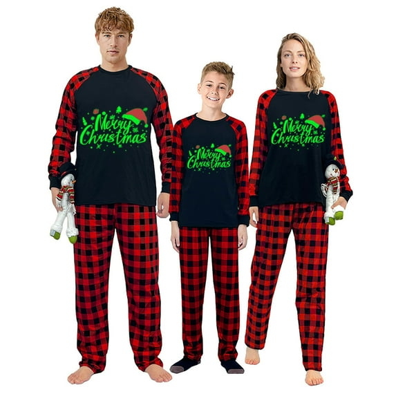 Ihaphap Noctilucent Merry Christmas Family Christmas Matching Pajamas Set, 11-12Y-Kid