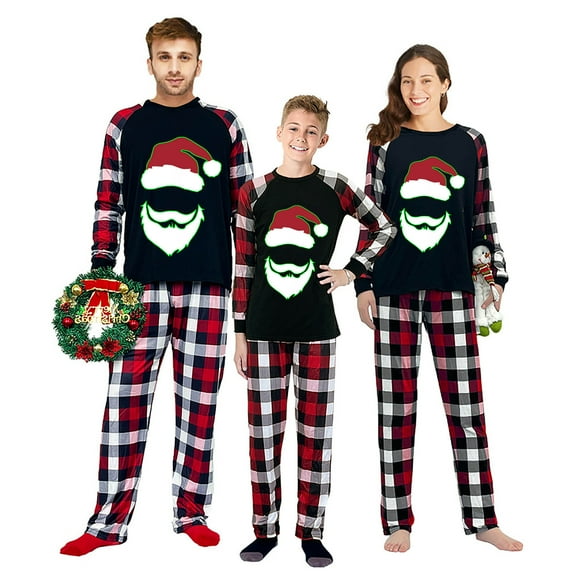 Ihaphap Plus Size Black Santa Family Christmas Matching Pajamas Set, 4XL-Men