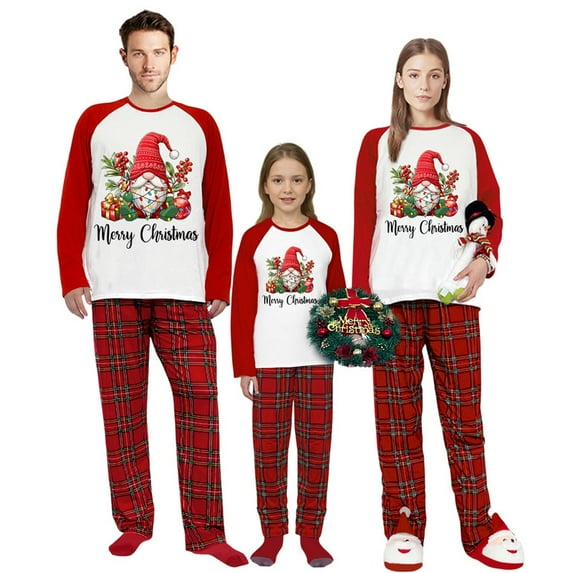 Ihaphap Red Plus Size Gnome Merry Christmas Family Matching Pajama Set(2XL,Men)
