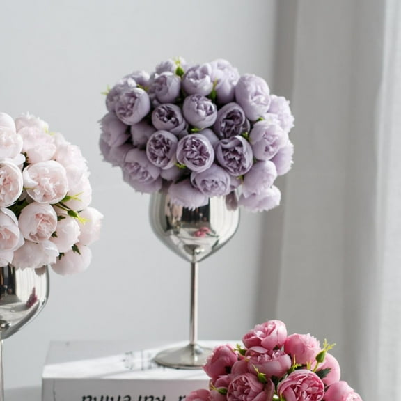 Iheaun 27 Heads Faux Silk Mini Roses Artificial Flowers for DIY Bouquets, Wedding Filler, Centerpiece Arrangements, Bridal Shower Decorations - Hot Pink Purple