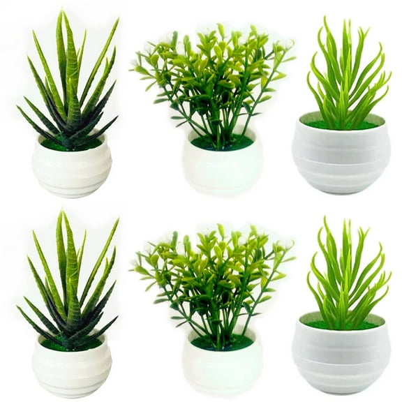 Iheaun 6-Pack Artificial Succulent Plants with Pots - Small Indoor Succulents for Windowsills, Bedroom, Desk, and Bathroom Home Decor | Gift for Plant Lovers Green
