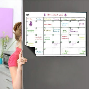 Iheaun Magnetic Whiteboard Family Planning Schedule Board with 3 Color Markers & 1 Eraser - for Organizing Your Refrigerator & Weekly Activities White