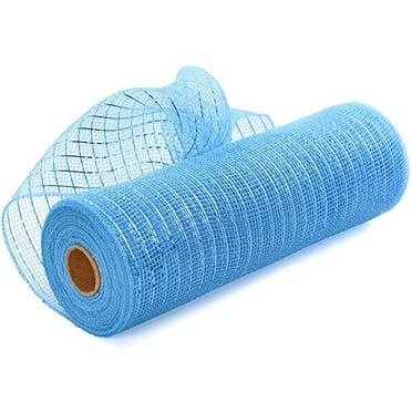 Iheaun Metallic Mesh Ribbon Metallic Poly Deco Mesh Roll for DIY Crafting - 10 Yard, 10 Inch Wide Ribbon - Ideal for Wreaths, Bows, and Home Decor Projects - Blue Color Deco Mesh For Wreaths