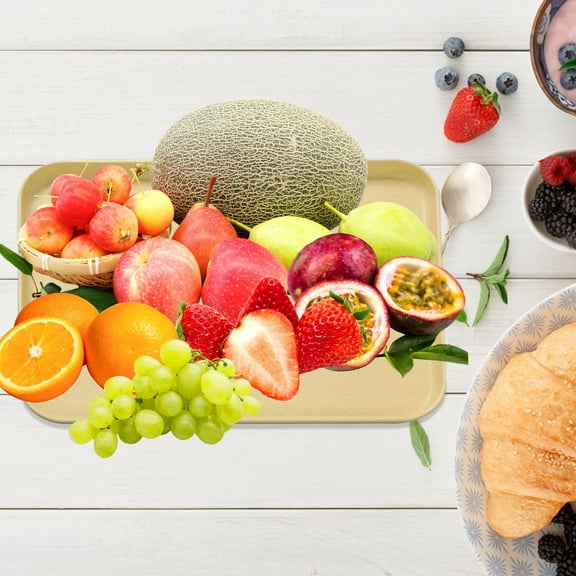 Iheaun Serving Tray, White Serving Platters and Trays for Party, Reusable Plastic Trays for Serving Food for Entertaining, Stackable Kitchen Tray for Veggie, Fruit, Cookies, Desserts, Snack