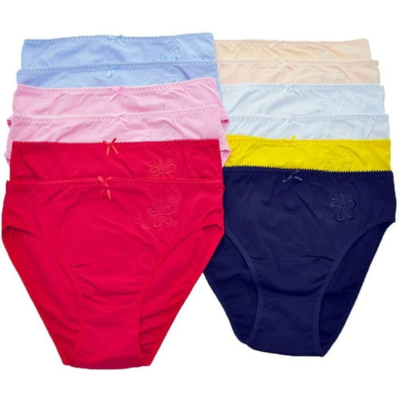 Iheyi 1 or 6 or 12 Pieces Plain Flower High Waist Full Briefs Cotton Panty 3XL (2905) (3XL, 12 Pieces Show)